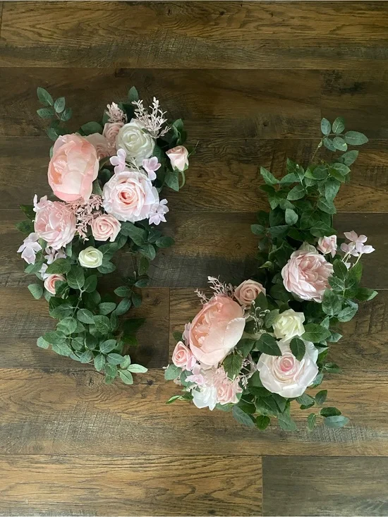 Soft Pink and Cream Floral Arch or Swag flowers, Lings Moment wedding flowers