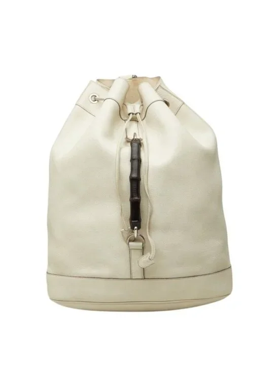 Gucci Bamboo Backpack White Leather