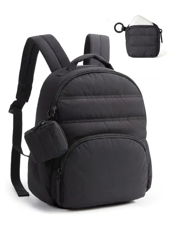 Puffer Mini Backpack Purse Set Lightweight Quilted Water Resistant Travel