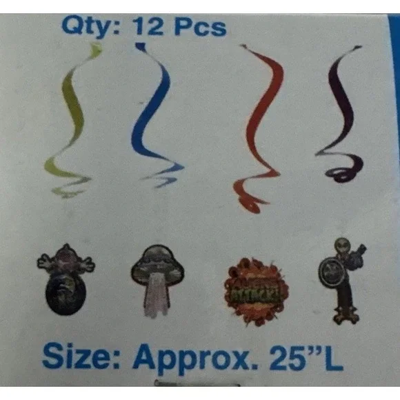 12 Alien Attack Whirls: UFO‎ Space Hanging Swirl Party Decorations Kids Birthday