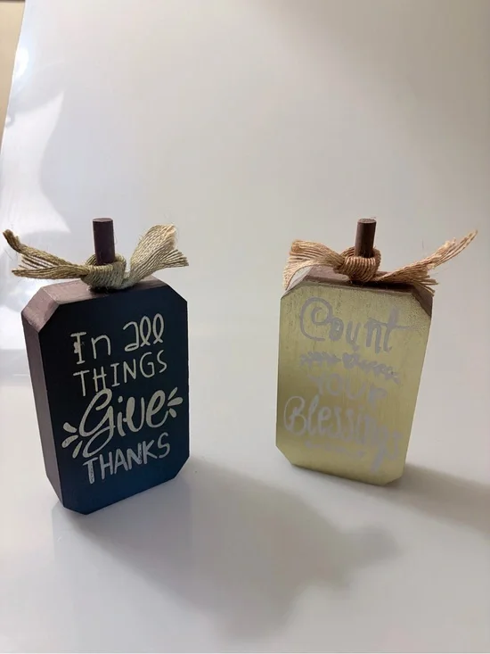 Rustic Give Thanks & Count Your Blessings Wooden - Set of 2