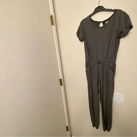 Old Navy 100% cotton Short-Sleeve Jumpsuit striped jogger romper xl 14