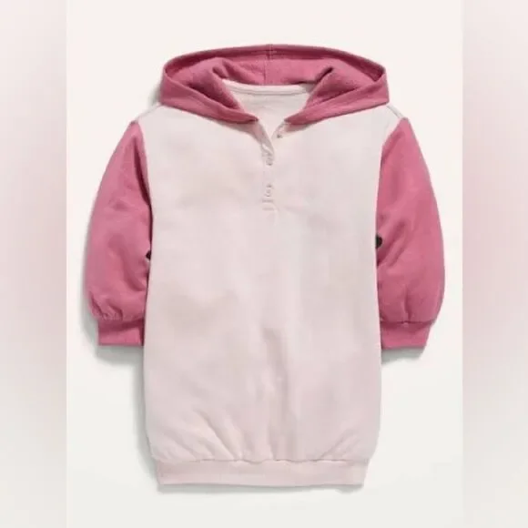 Old Navy Color-Blocked French Terry Hoodie Dress for Toddler Girls 4T Pink