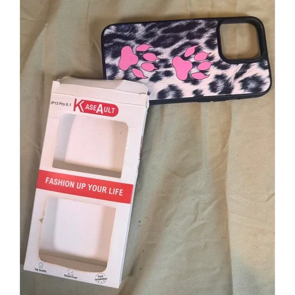 Kaseault iPhone 13 Pro Case Leopard Print Pink Paws Shockproof Cover NKALTR-PAW