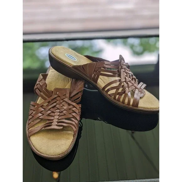 Dr Scholl's Sandals Women's sz 11 Brown Leather Woven Advanced Comfort Series