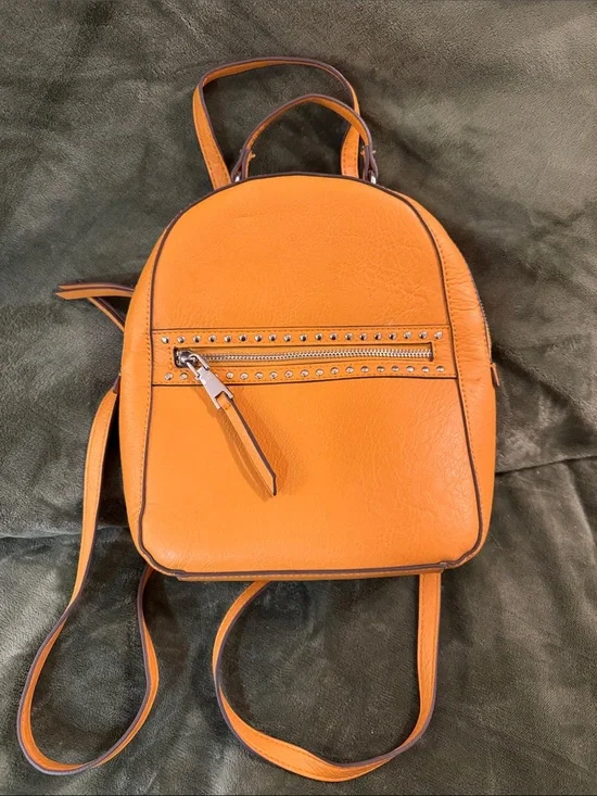 Orange Mini Backpack Purse - Women