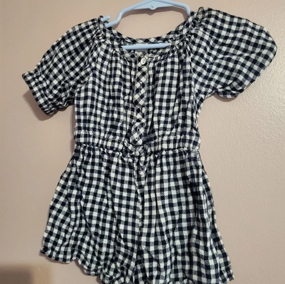 🌞 Old Navy Blue and White Checkered Romper