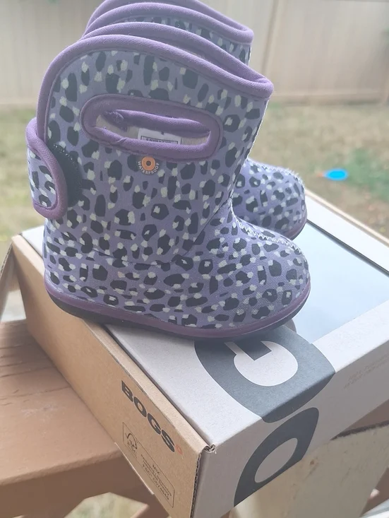 Bogs Kids' Purple Leopard Waterproof Rain Boots Toddler 4