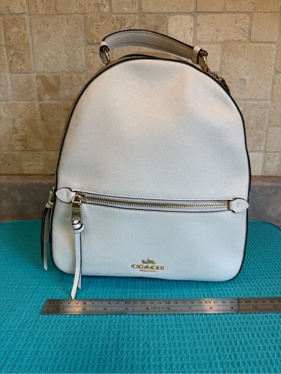 Coach White Pebbled Leather Mini Backpack with Gold Hardware
