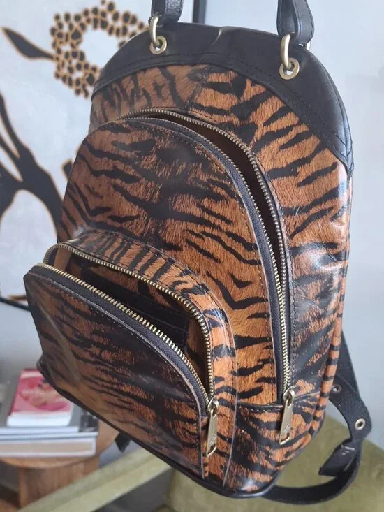 Patricia Nash Tiger Print Leather Backpack
