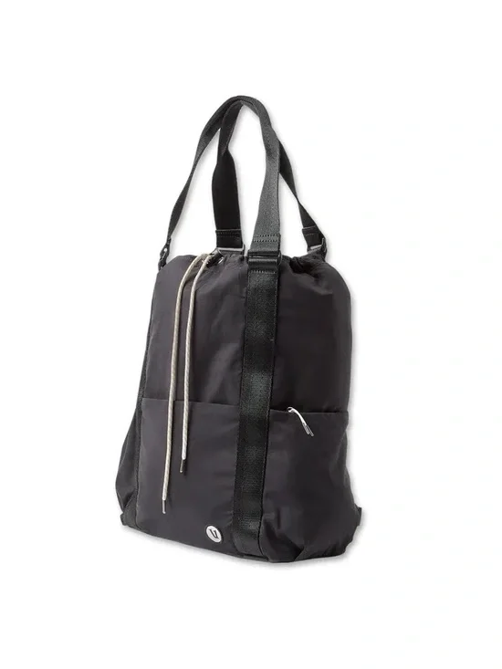 Vuori V1 Convertible Black Drawstring Tote Backpack
