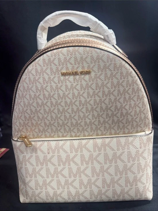 Michael Kors Blush Logo Dome Backpack with Gold Hardware
