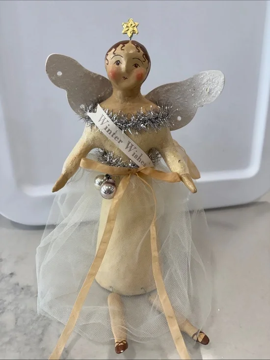 Winter Wishes Gold Angel Holiday collectible by Bethany Lowe-