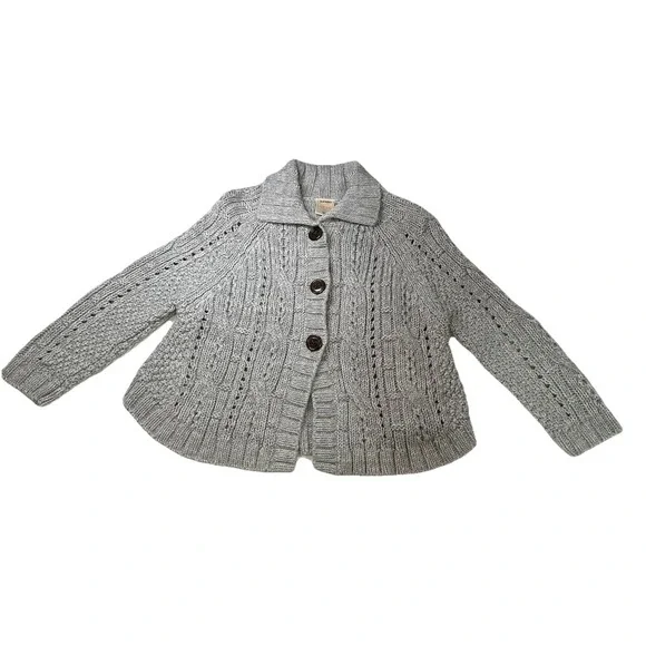 Old Navy Cable Knit Sweater Toddler Girls Size 3T Lt. Gray Buttons Long Sleeves