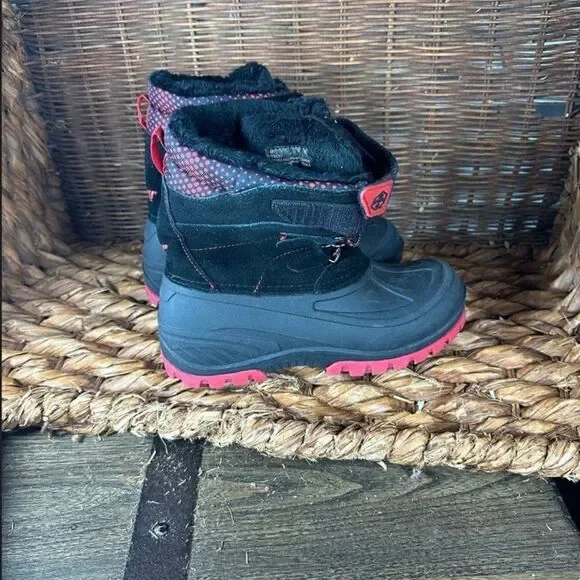 KHOMBU Hickory‎ Kids Size 4M Pink Duck Shoes Black Mid Calf Toddler Winter Boots