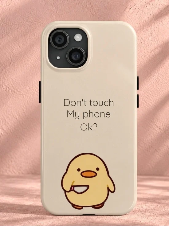 Duck With Knife Dont Touch My Phone Funny Quirky Aesthetic Tough Phone Case