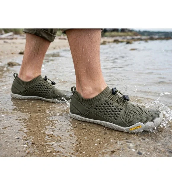 Nortiv 8 Aqua Shoes Mens 4 Olive Green Lightweight Quick Dry Water Shoes