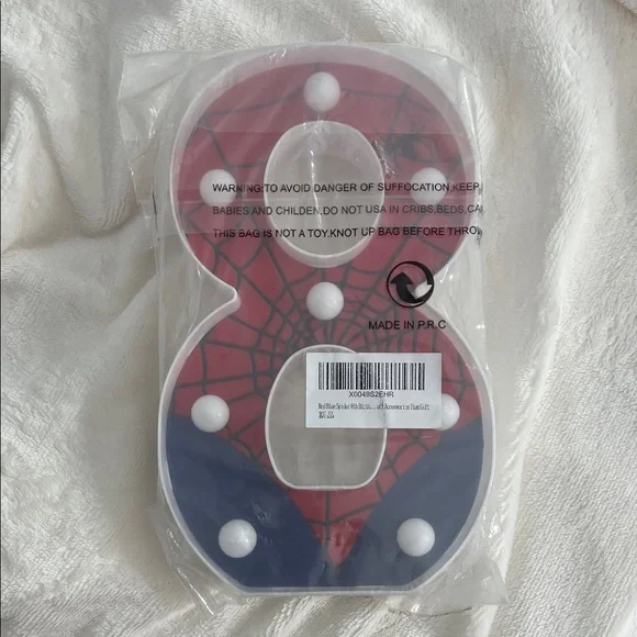 Spider-Themed LED Number 8 Light spider-Man nwt