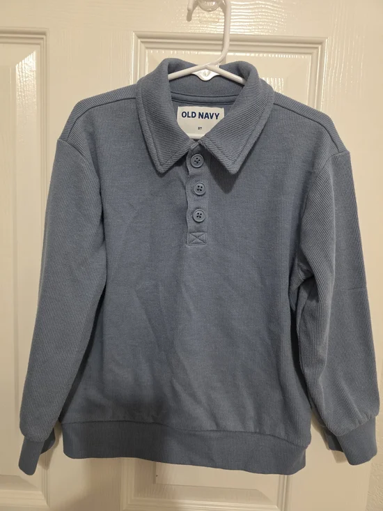 Old Navy Boys Long Sleeve Button Polo in Dusty Blue