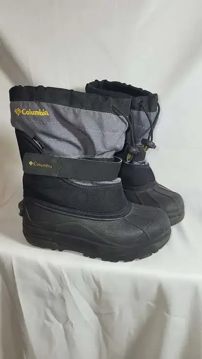 Columbia Kids Powderbug Plus II Waterproof Insulated Snow Boots Black Grey, size