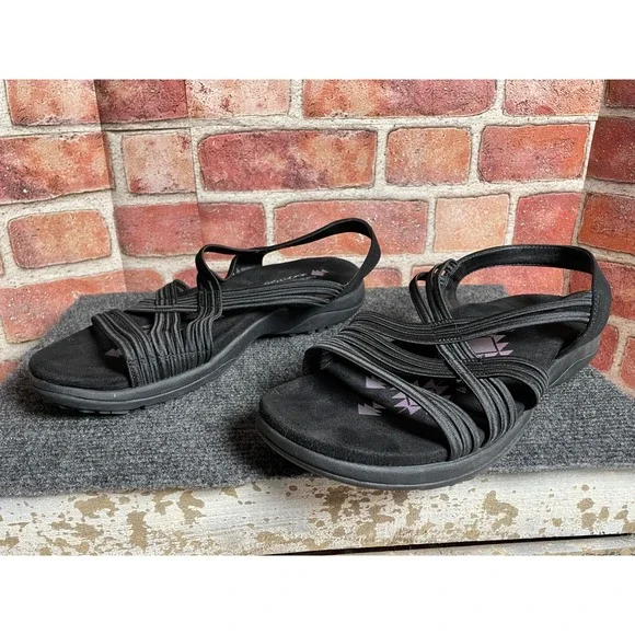 Skechers Black Strappy Slingback Sandals