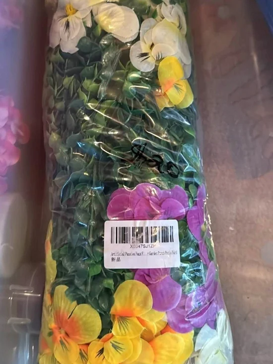 Floral Vine Garland - Purple, Yellow & White Artificial Flowers Pansies