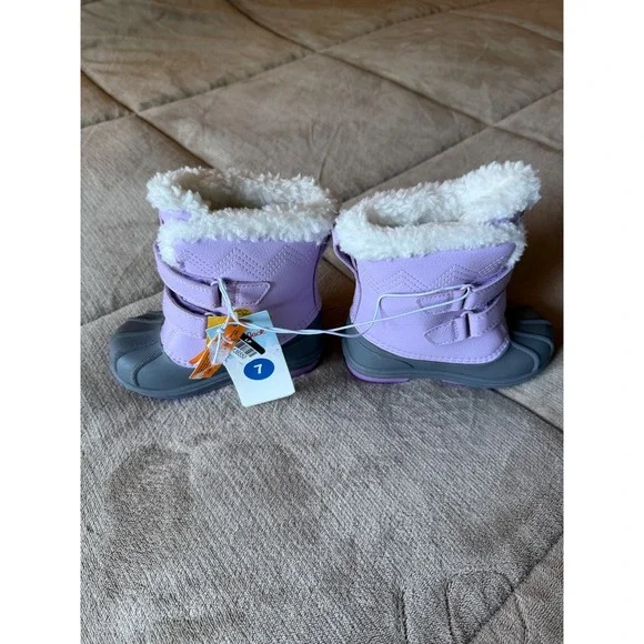 Cat & Jack Toddler Girls Purple Faux Fur Lined Winter Duck Boots Size 7 NWT