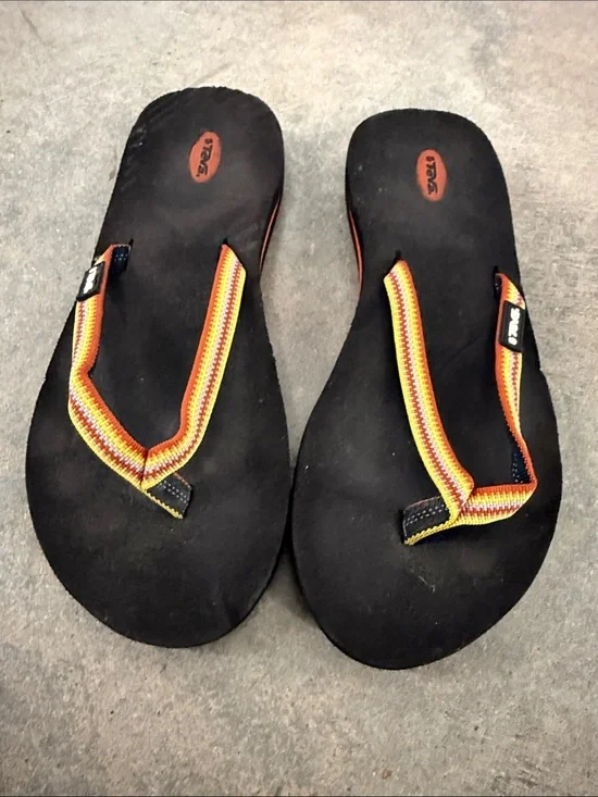 Teva Black Flip-Flop Sandals with Multicolor Straps