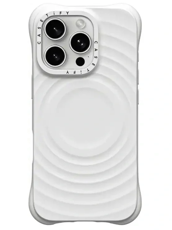 Casetify White Ripple Texture iPhone 16 Pro Case - Wave Pattern Protective Cover