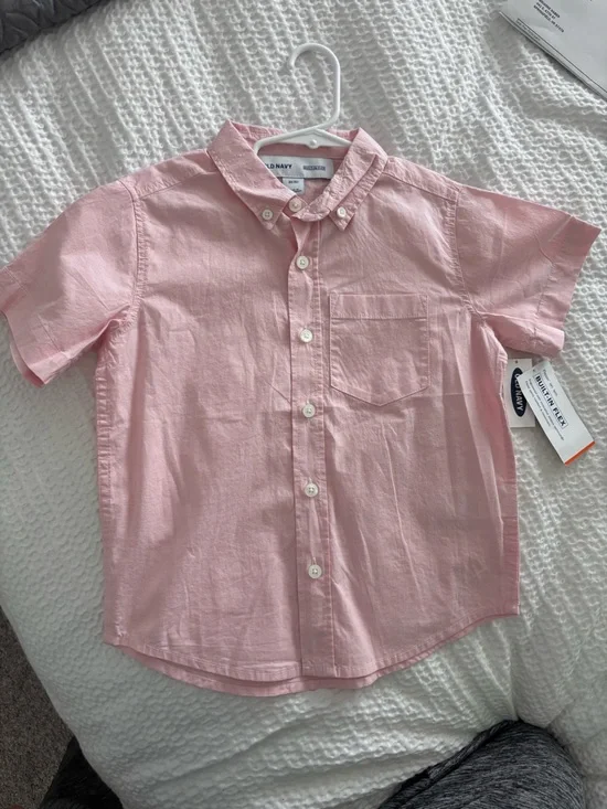 New Old Navy Light Pink boys Short-Sleeve Button-Down Shirt