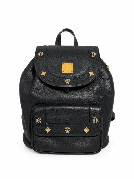 MCM Black Leather Backpack