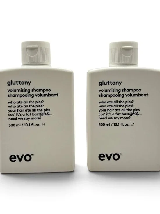 2 Pack EVO Gluttony Volumizing Shampoo for Fine Hair Sulfate-Free 300ml Each