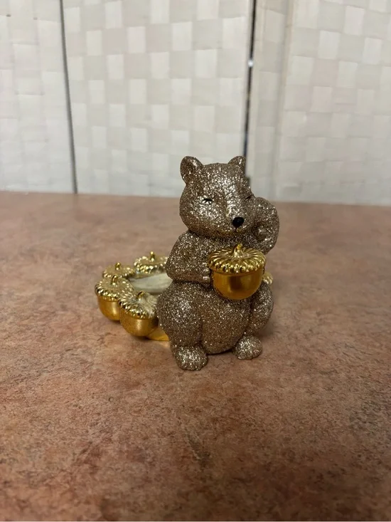 Bath & Body Works Glitter Gold Squirrel Acorn Foaming Soap Holder