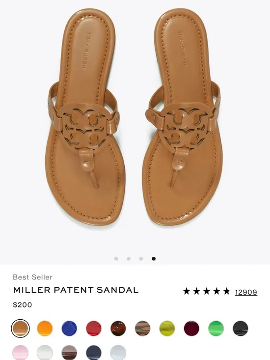 Tory Burch Tan Leather Logo Thong Sandals 8
