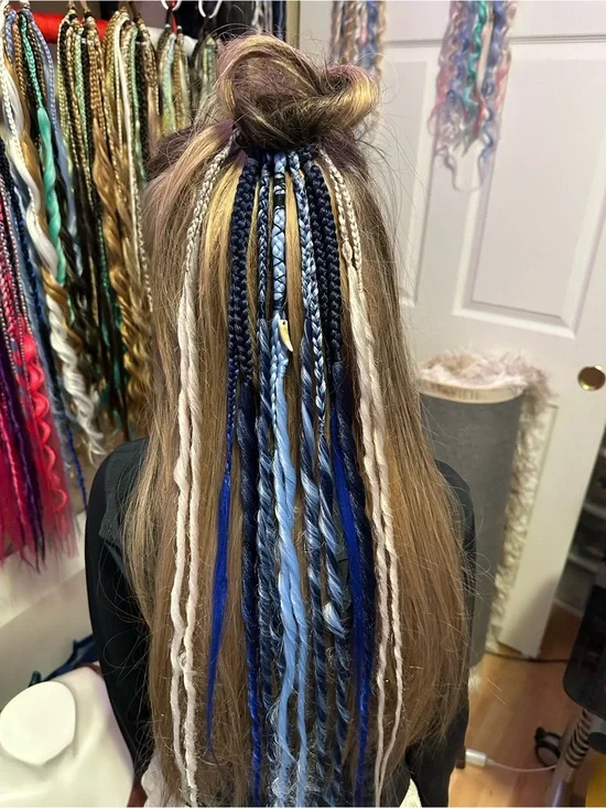 Blue vibes Women’s dreadlock Hair Extensions - Mixed Braids
