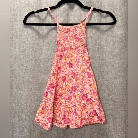 Old Navy Pink and Yellow Floral Smocked Dress 3T