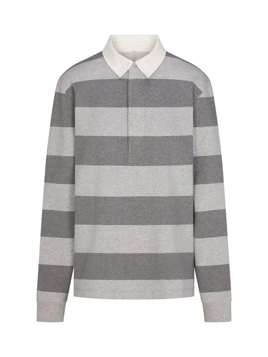 SKIMS Boyfriend Fleece Oversized Polo Grey Heather Multi M