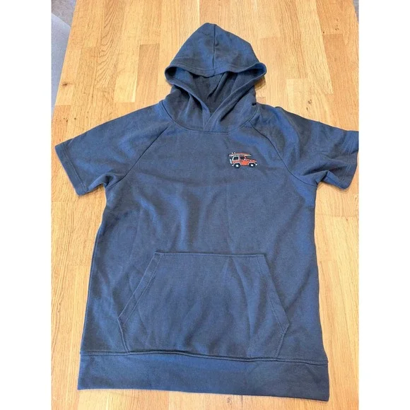 Old Navy Boys XL 14-16 Short Sleeve Hoodie Gray Surf Jeep French Terry NWT