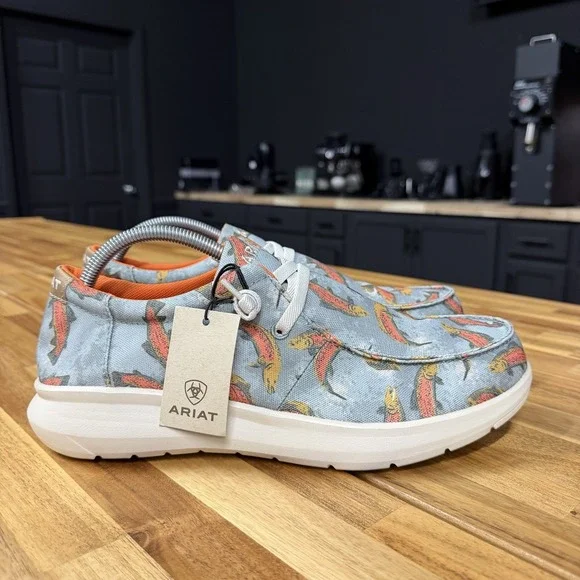 NWT Ariat Men's Hilo Olive Rinbow Trout Boat Shoe Size 10 D