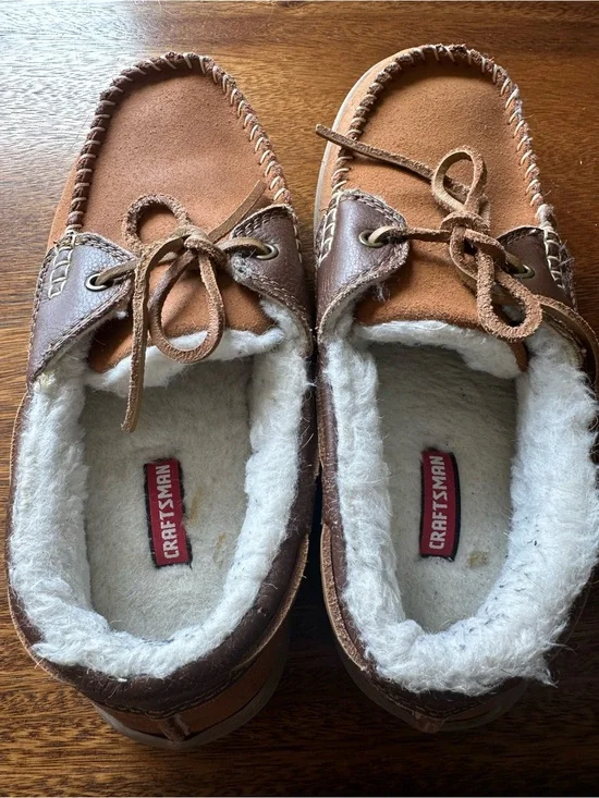 Craftsman Anthony Moccasin Slippers Warm Faux Fur Men’s Sz 8 Sears 2016