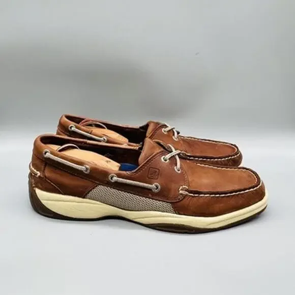 Sperry Shoes Mens 11 Brown Leather Top Sider Boat Deck Moc Toe Casual Comfort