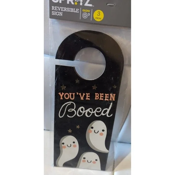 Spritz You've been booed reversible door hanger sighn glow in the dark