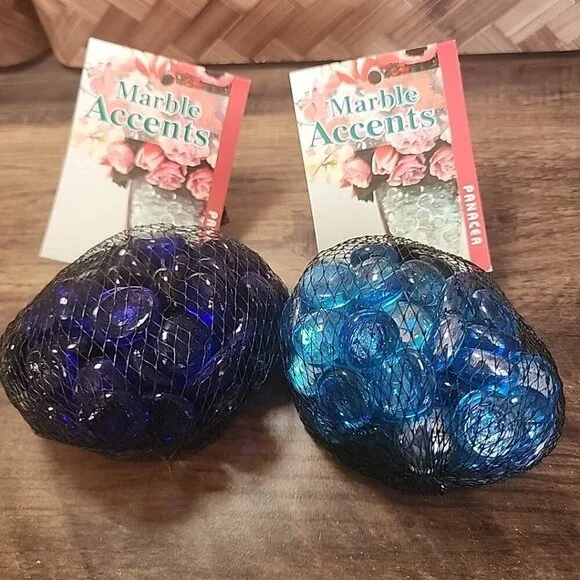 Lot of 2 Panacea Decorative Gem Marble Accents Cobalt Blue‎ & Ice Blue Gems NWT