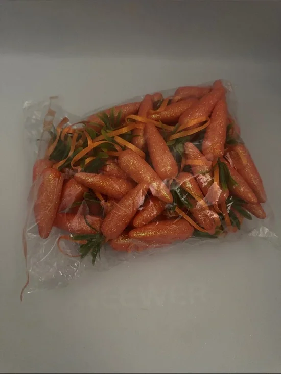 Artificial Glitter Foam Carrots for Crafts, Easter Baskets, Holiday Decor Set