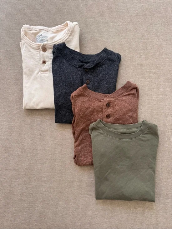 Boys Classic Long Sleeve Shirts - Olive, Brown, Charcoal, Cream
