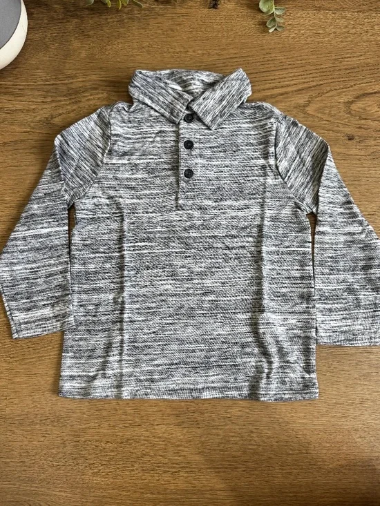 Old Navy Boys 2T Gray Marled Long Sleeve Polo Shirt