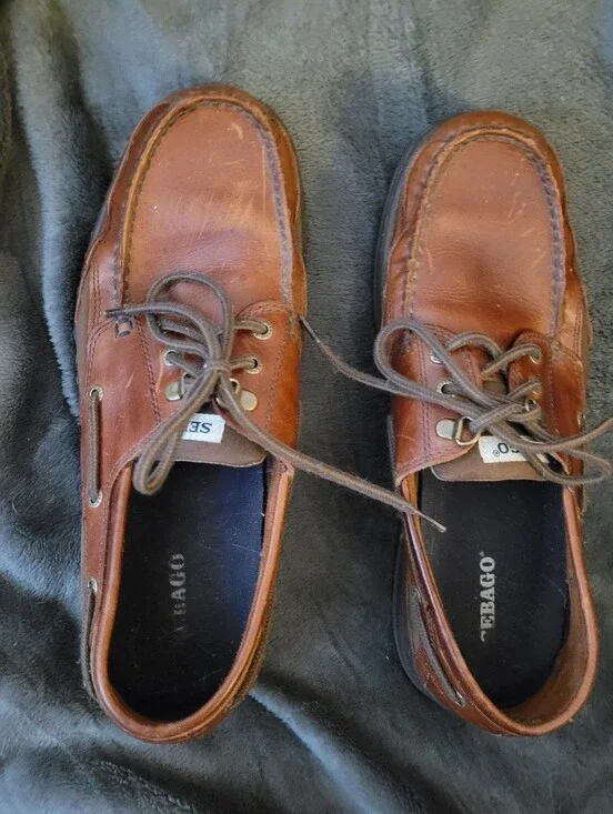 Sebago Men's Chestnut Brown Leather Moc Toe Boat Shoes