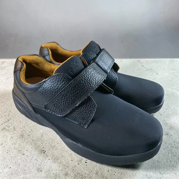 Dr. Comfort Brian X-Depth 6910 Black Leather Stretch Orthotic Shoes Mens 15 XW
