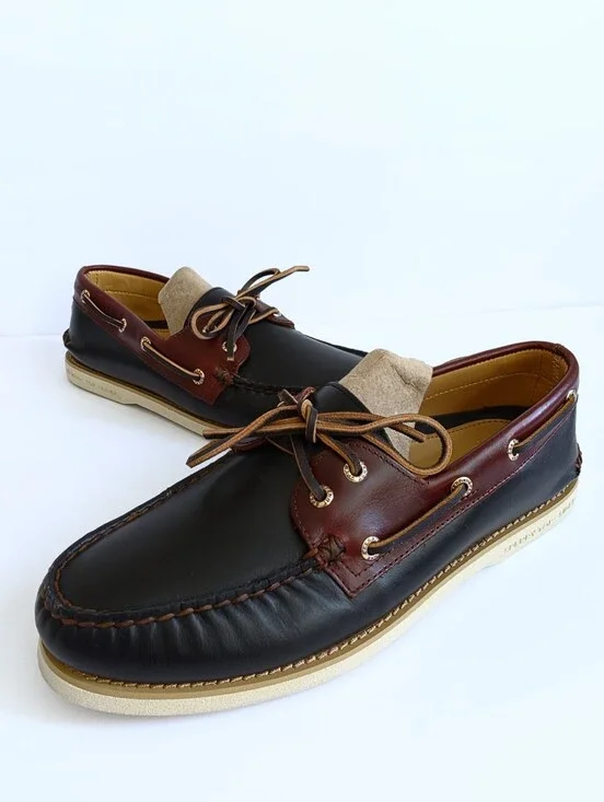 Sperry Authentic Original 2-Eye Men’s Boat Shoes, Brown/ Black, US Size 9