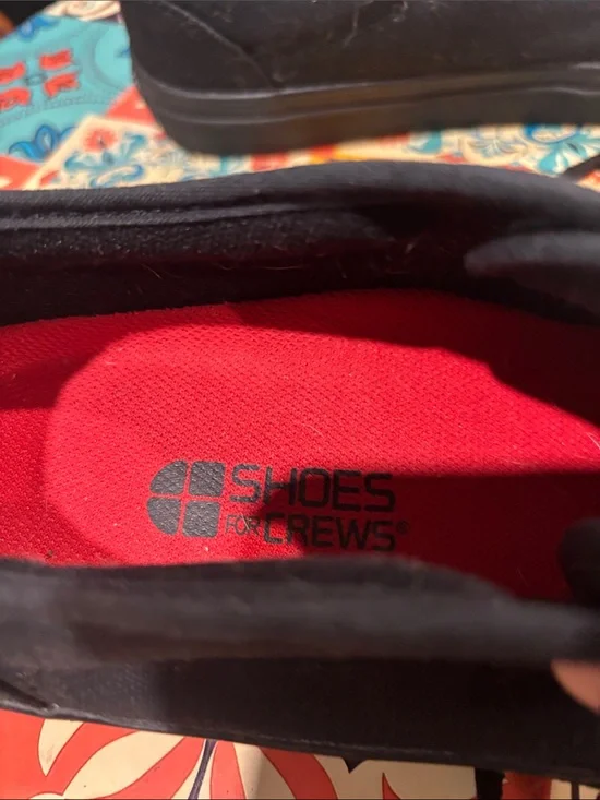 Shoes For Crews Black Slip-On with Red Insole slip resistant work shoes